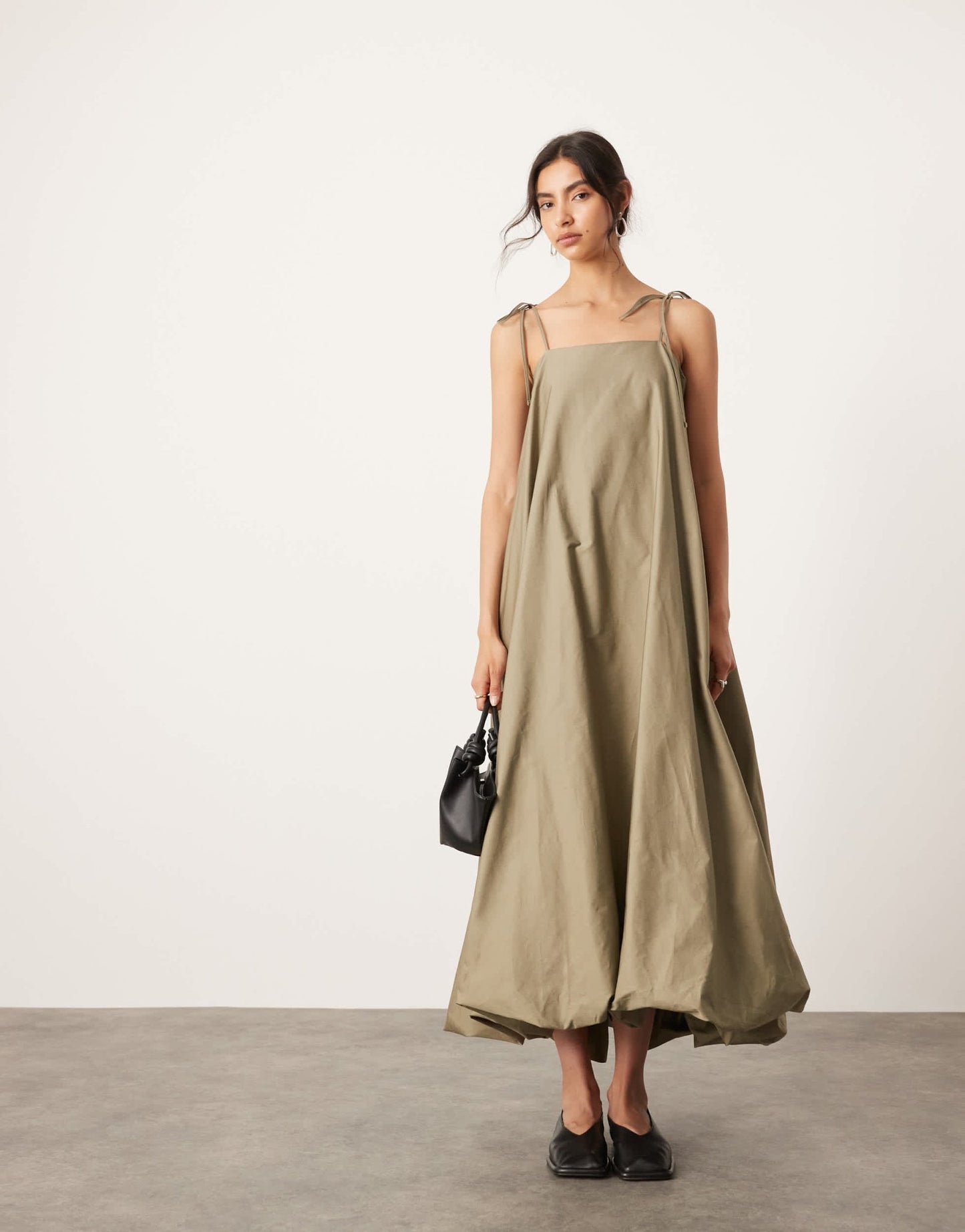 ASOS EDITON cami puff ball maxi dress in khaki - ASOS Sample Sale EU Store