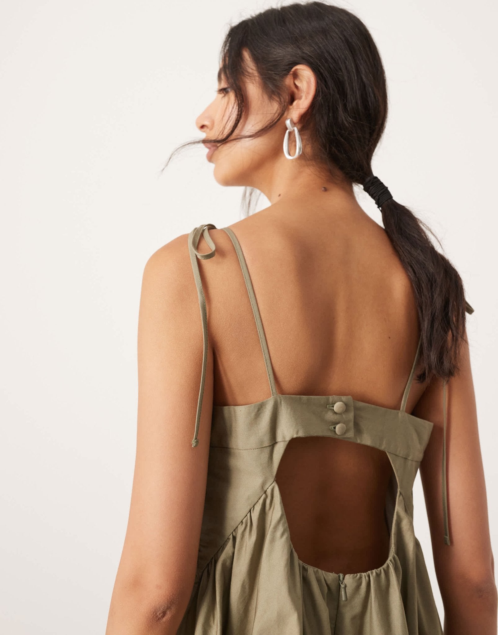 ASOS EDITON cami puff ball maxi dress in khaki - ASOS Sample Sale EU Store