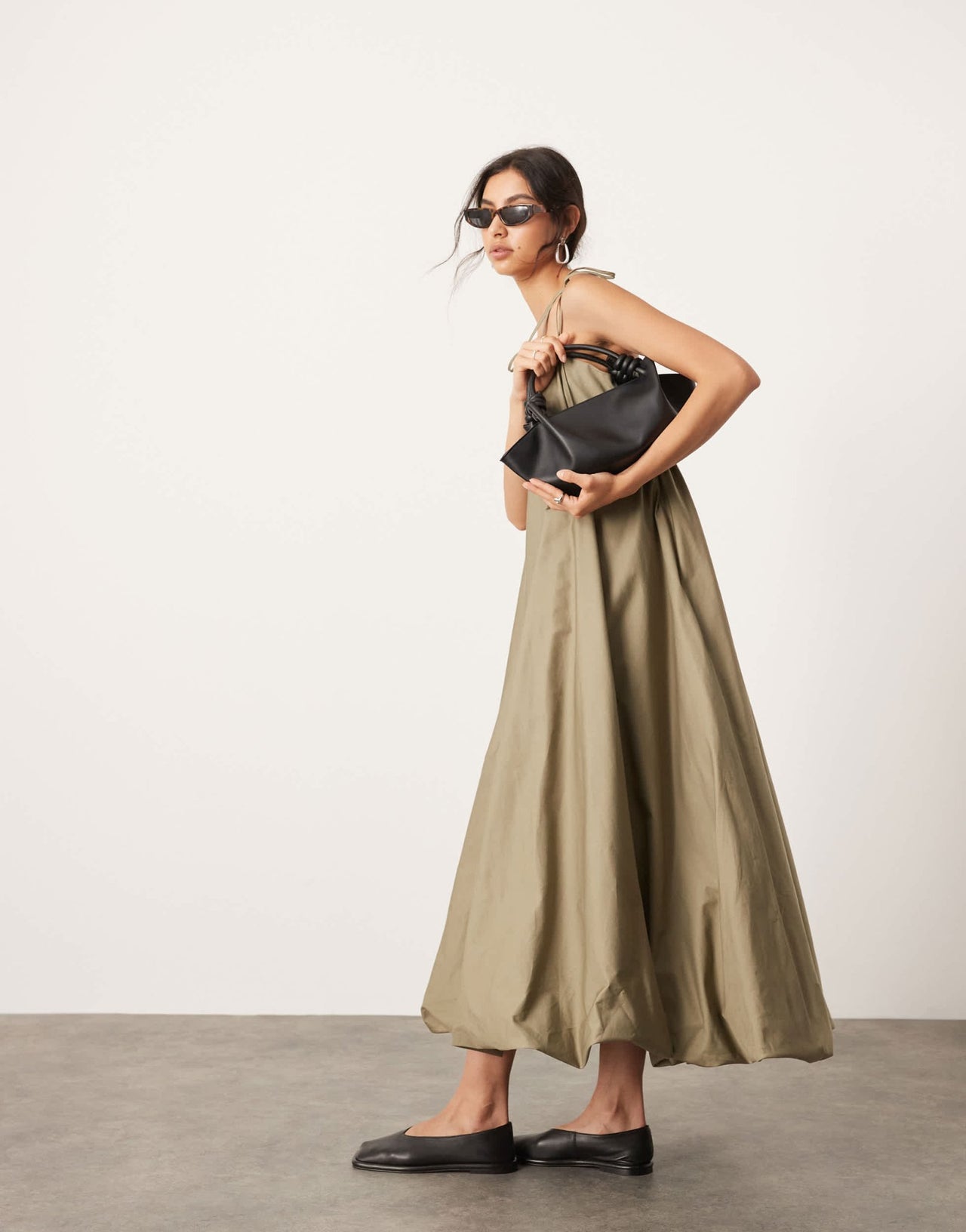 ASOS EDITON cami puff ball maxi dress in khaki - ASOS Sample Sale EU Store