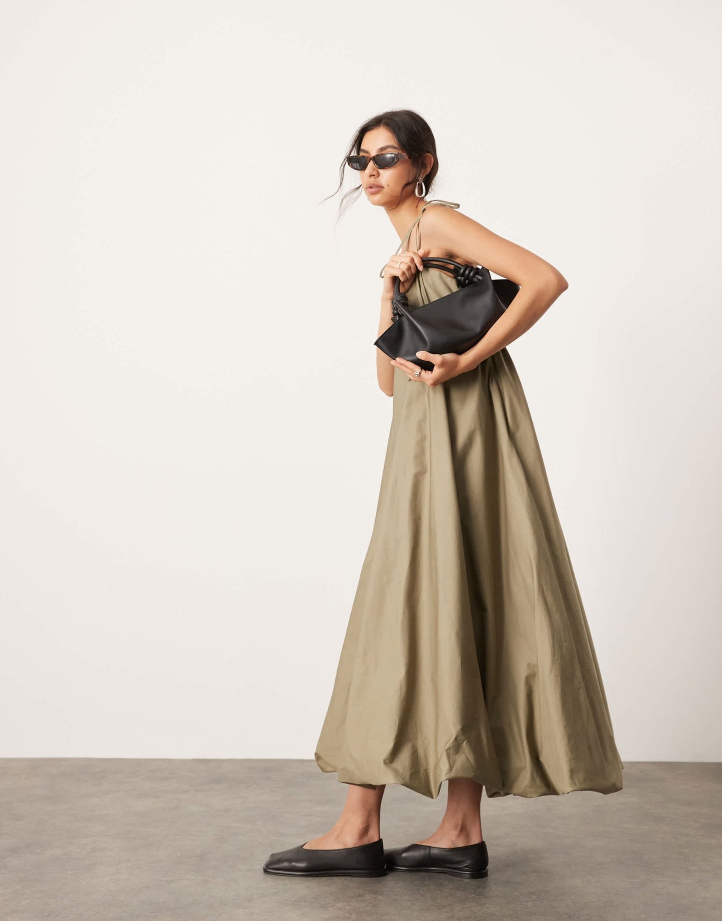 ASOS EDITON cami puff ball maxi dress in khaki - ASOS Sample Sale EU Store