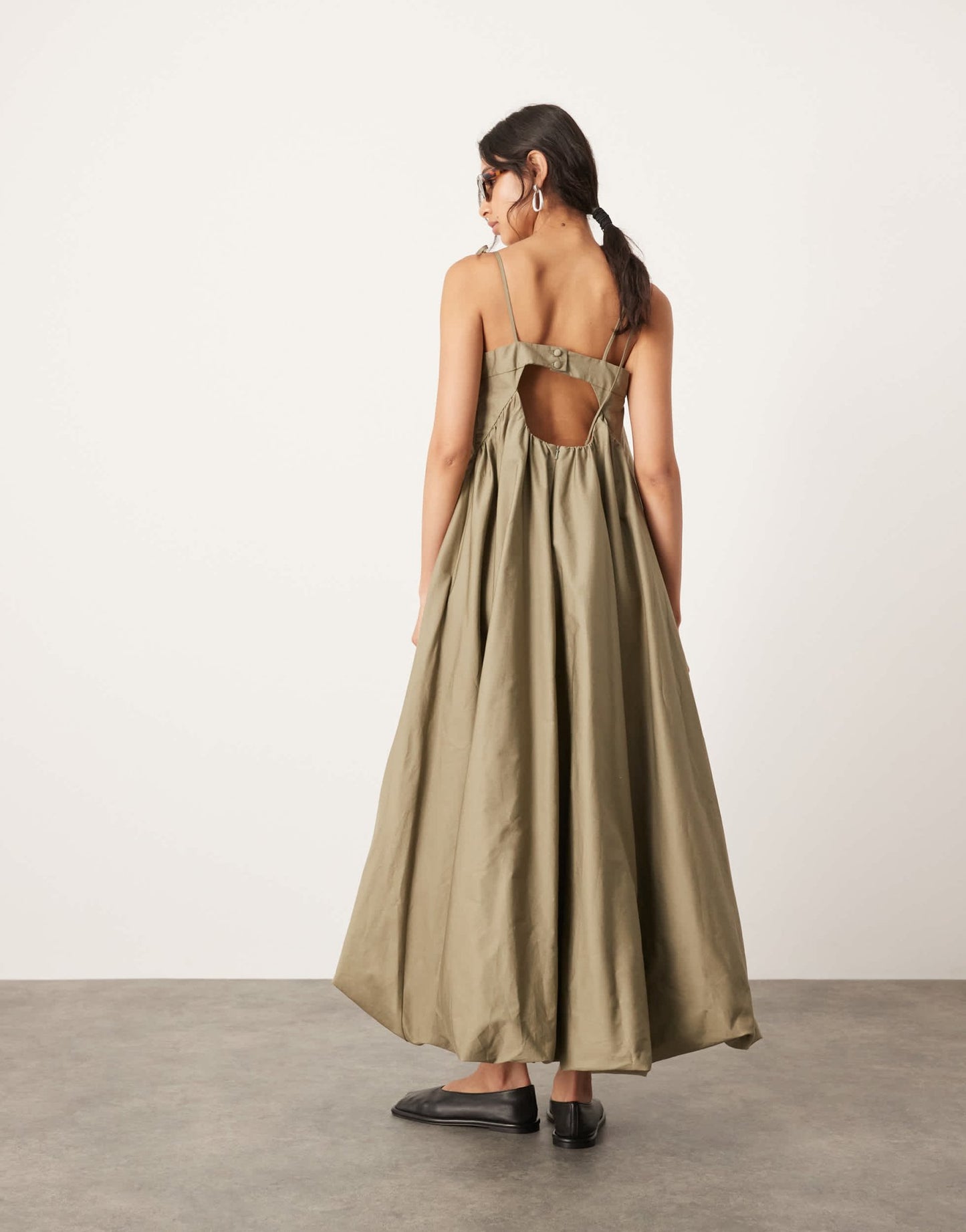 ASOS EDITON cami puff ball maxi dress in khaki - ASOS Sample Sale EU Store