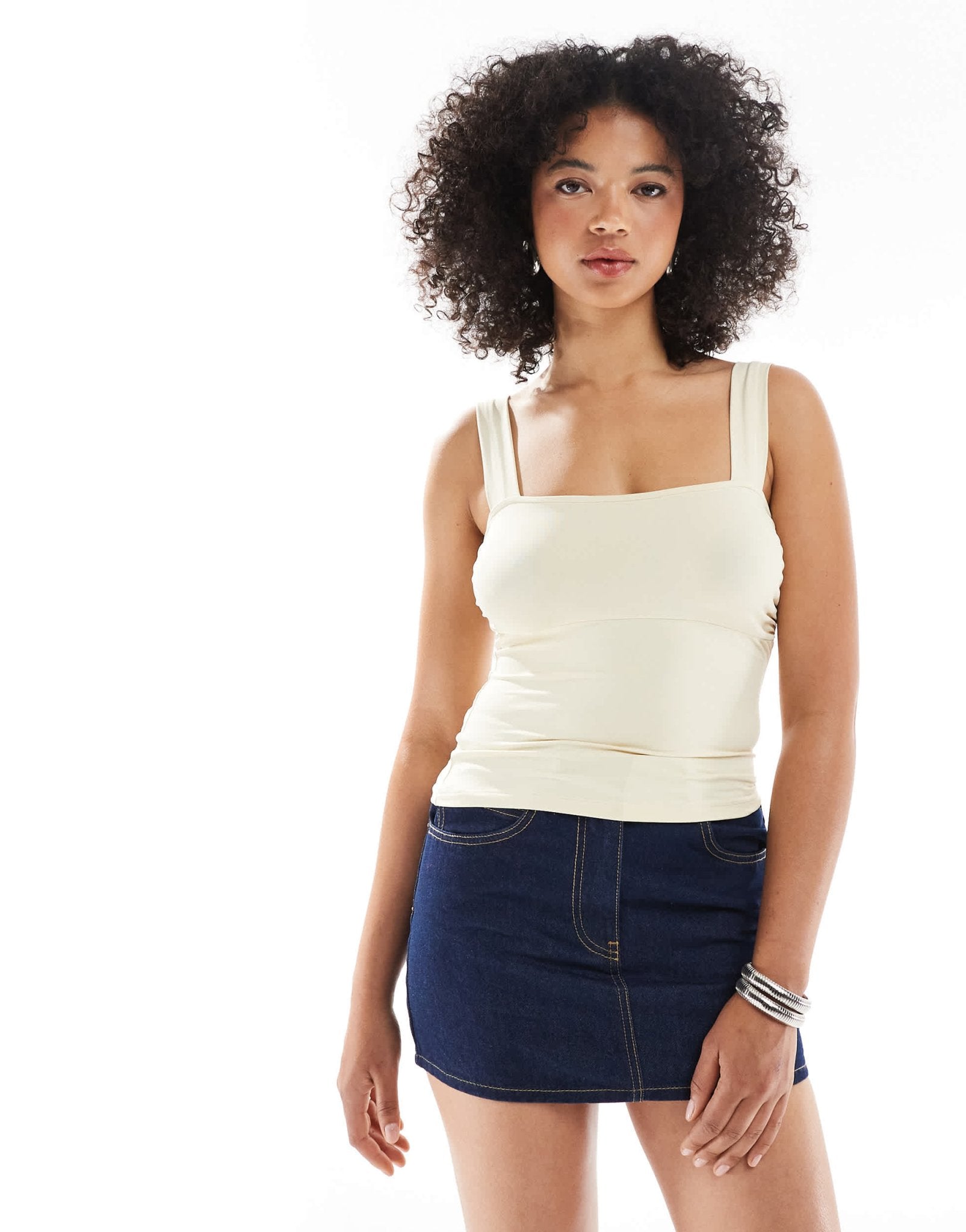 ASOS gathered bust strappy top in buttermilk - ASOS Sample Sale EU Store