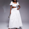 ASOS LUXE co-ord cotton sateen exaggerated maxi skirt with bow back in white