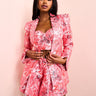 ASOS LUXE co-ord jacquard blazer with shoulder pads in pink floral print