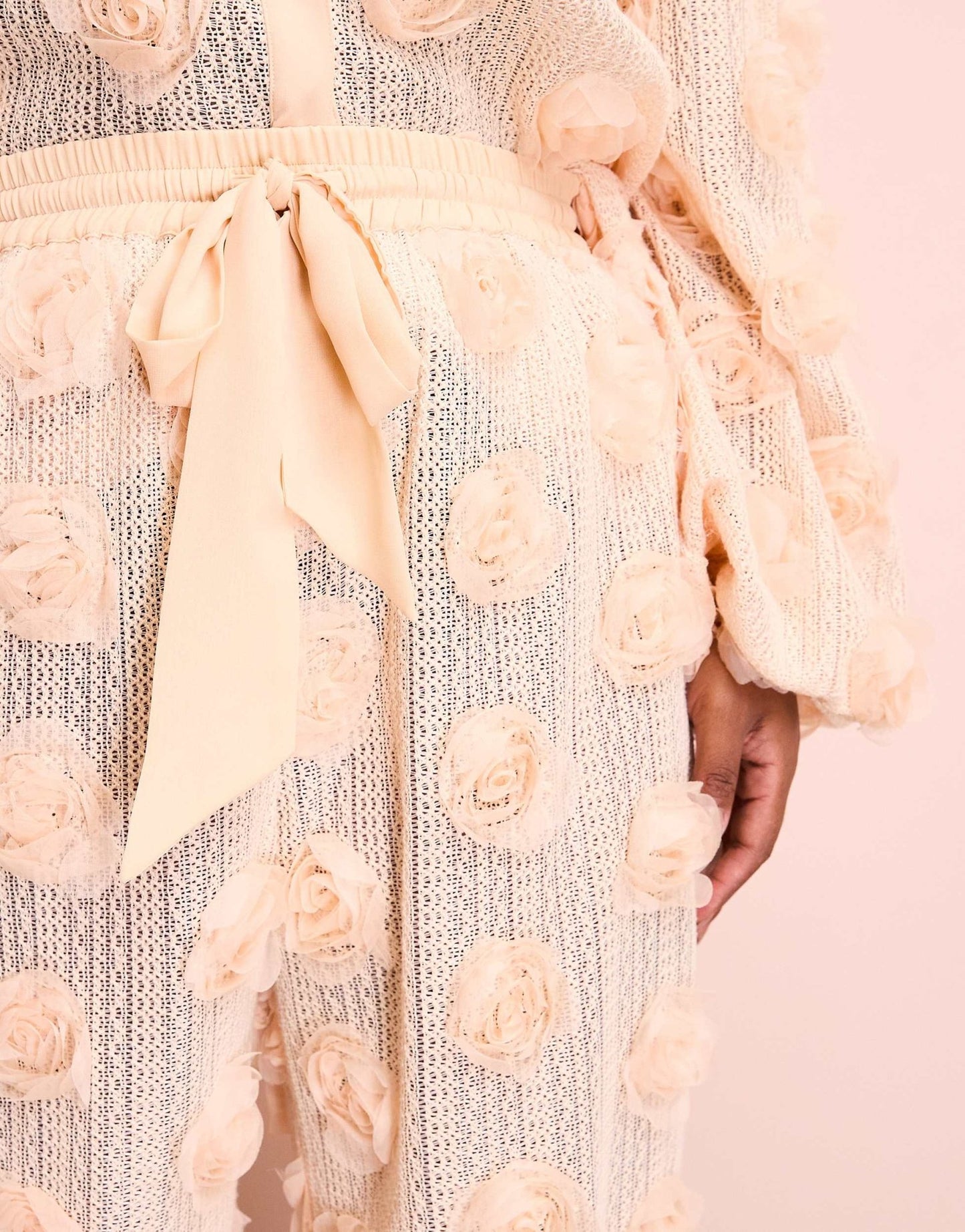 ASOS LUXE Curve 3D floral crochet beach trousers in cream - ASOS Sample Sale EU Store