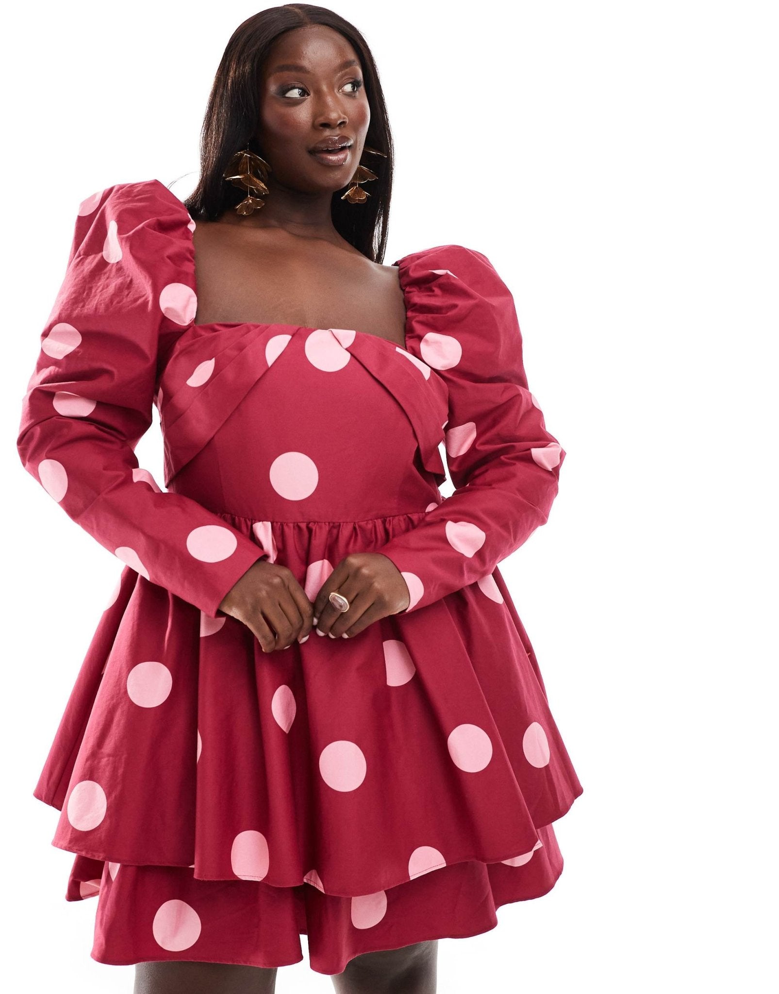 ASOS LUXE Curve cotton sateen structured skater mini dress in polka dot print - ASOS Sample Sale EU Store