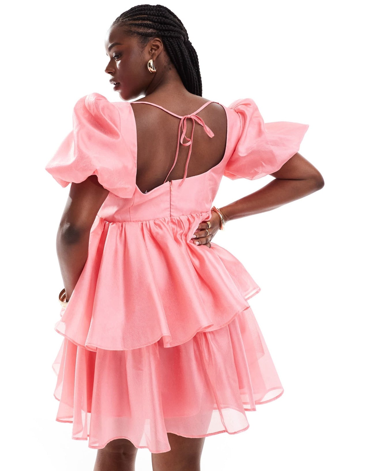 ASOS LUXE Curve organza baby doll skater mini dress in pink - ASOS Sample Sale EU Store