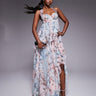 ASOS LUXE halter maxi dress with waterfall ruffles in lace floral print