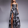 ASOS LUXE jacquard corseted strappy maxi dress in mono floral
