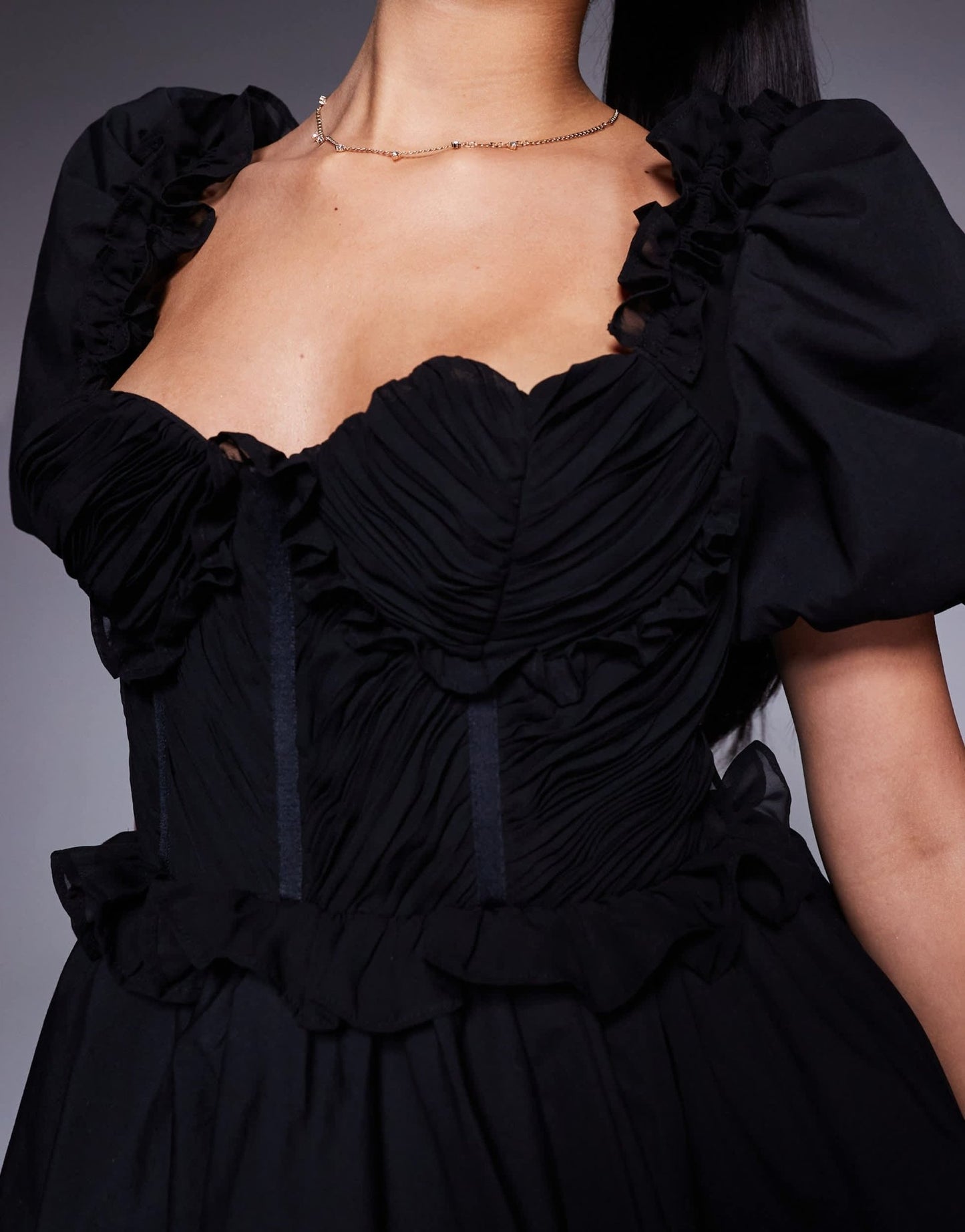 ASOS LUXE organza and poplin mix heart bust mini dress black - ASOS Sample Sale EU Store