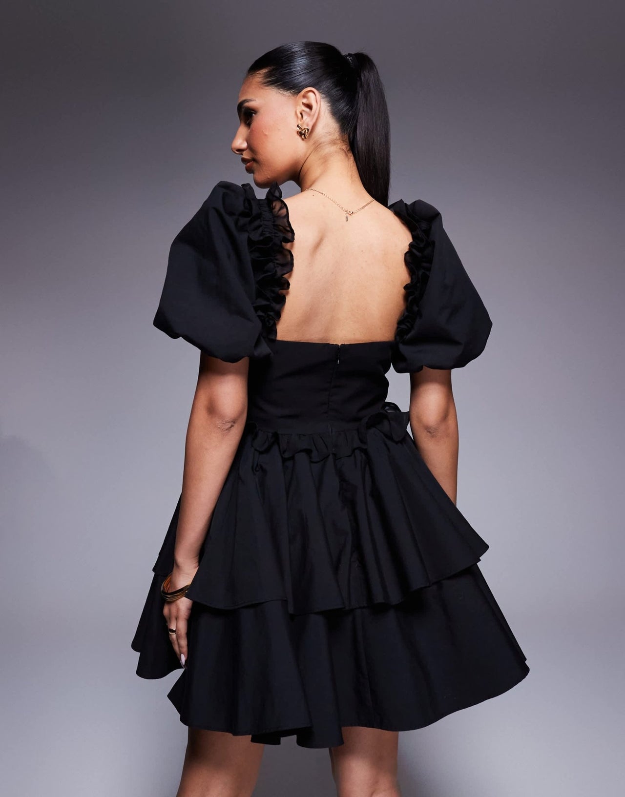 ASOS LUXE organza and poplin mix heart bust mini dress black - ASOS Sample Sale EU Store