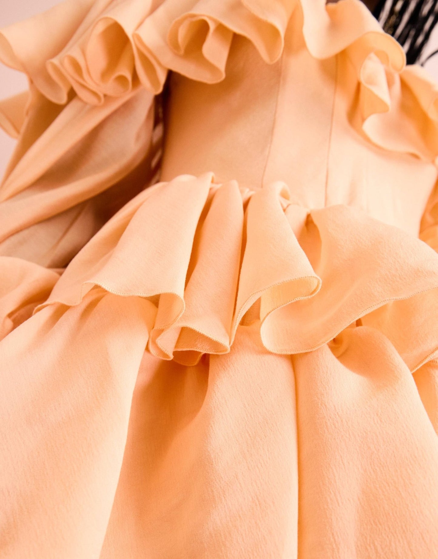 ASOS LUXE organza ruffle mini dress with tiered skirt in apricot - ASOS Sample Sale EU Store