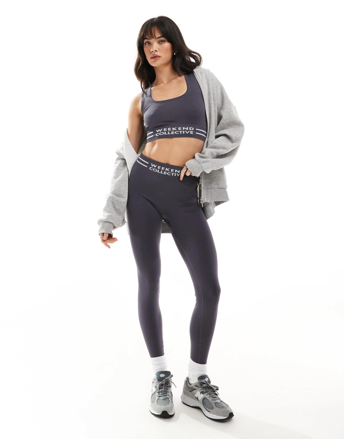 ASOS Weekend Collective seamless crop top with branded waistband in charcoal - ASOS Sample Sale EU Store