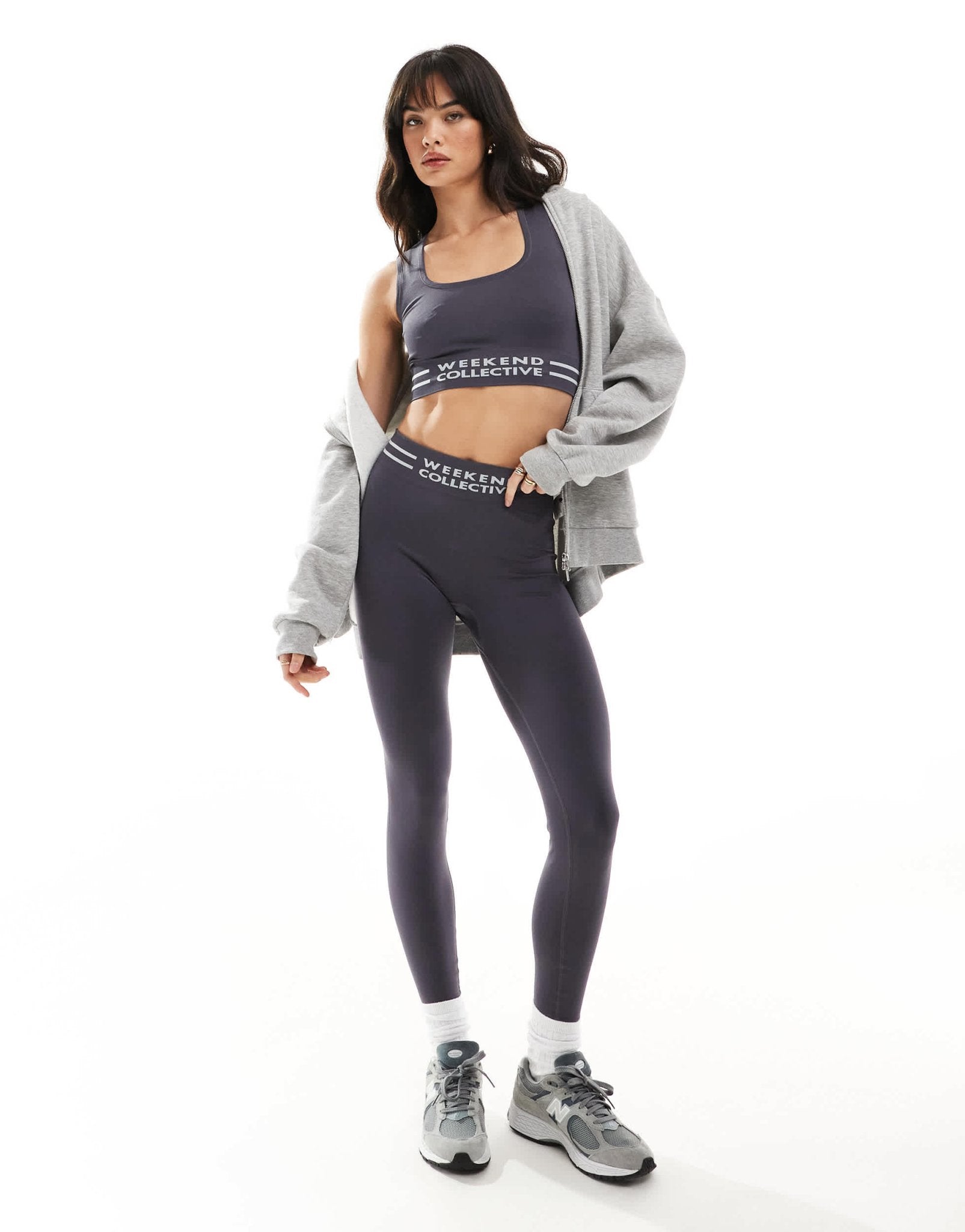 ASOS Weekend Collective seamless crop top with branded waistband in charcoal - ASOS Sample Sale EU Store