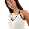 AWARE tank top with contrast trim in beige and white