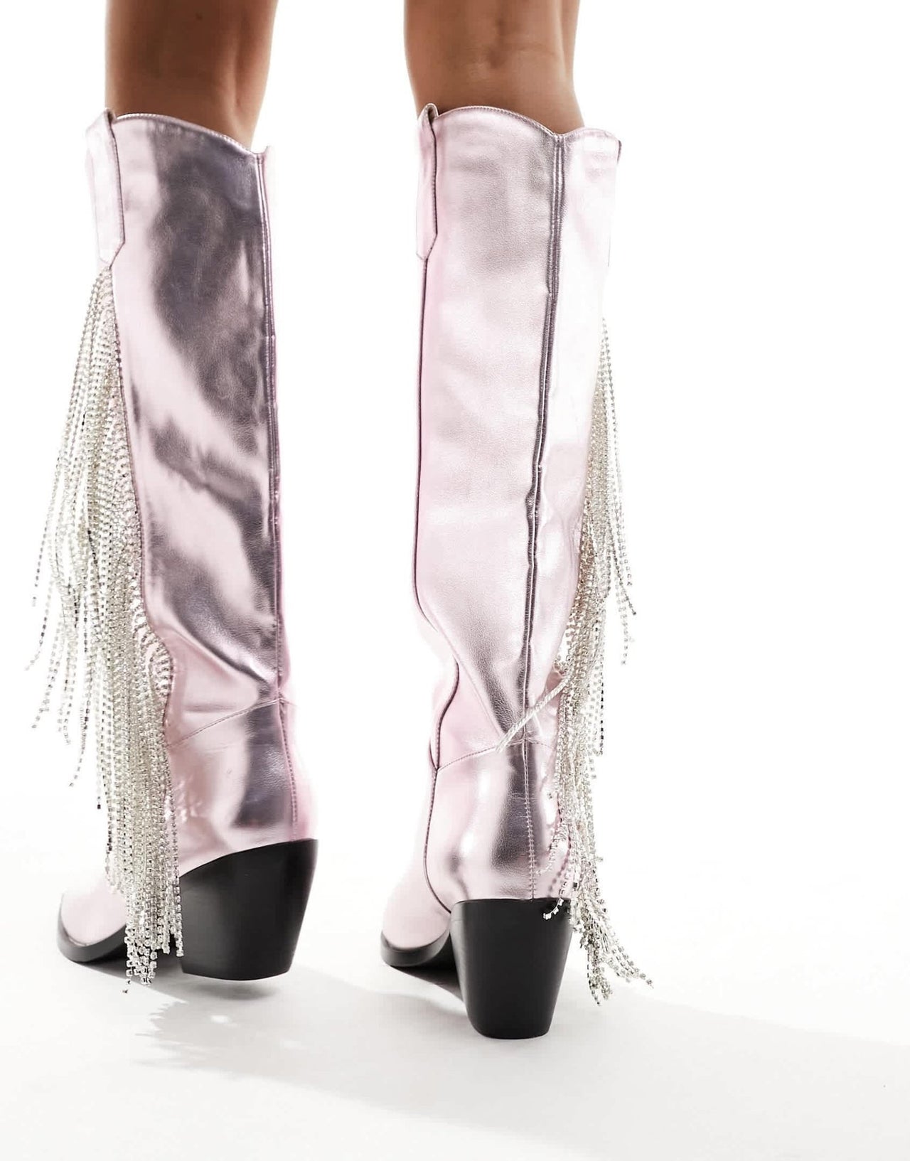 Azalea Wang Joydistrict tassled metallic western boot in pink - ASOS Sample Sale EU Store