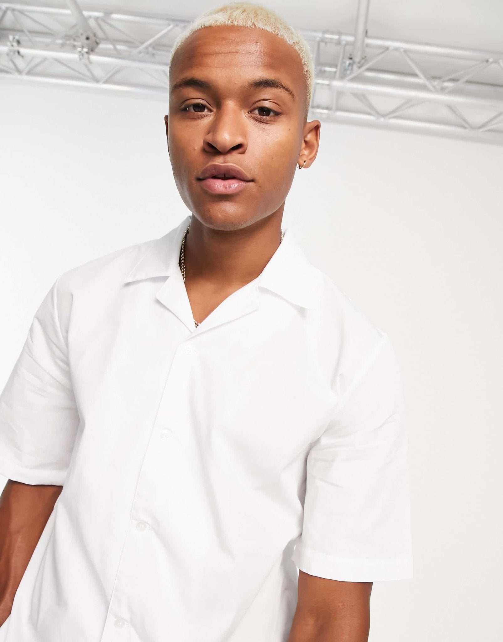Bando slinky cotton short sleeve revere collar shirt in white - ASOS Sample Sale EU Store