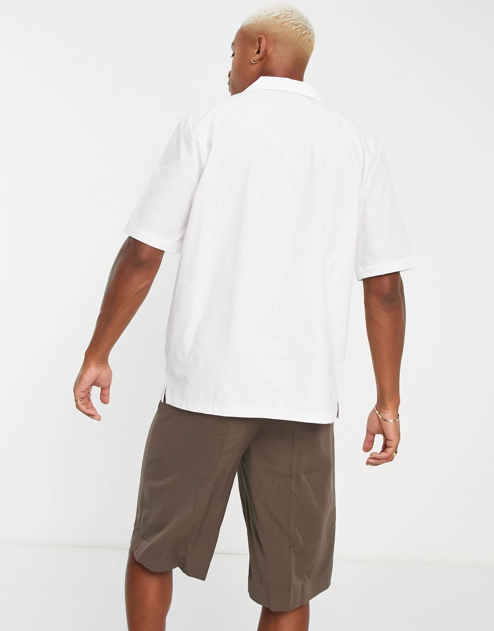 Bando slinky cotton short sleeve revere collar shirt in white - ASOS Sample Sale EU Store
