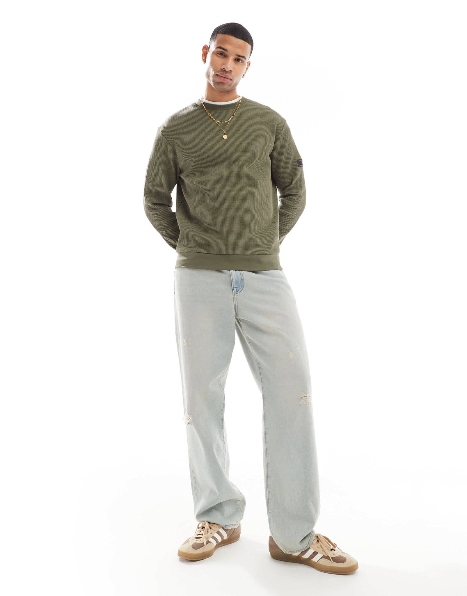 Barbour International Curve crew sweatshirt in khaki - ASOS Sample Sale EU Store