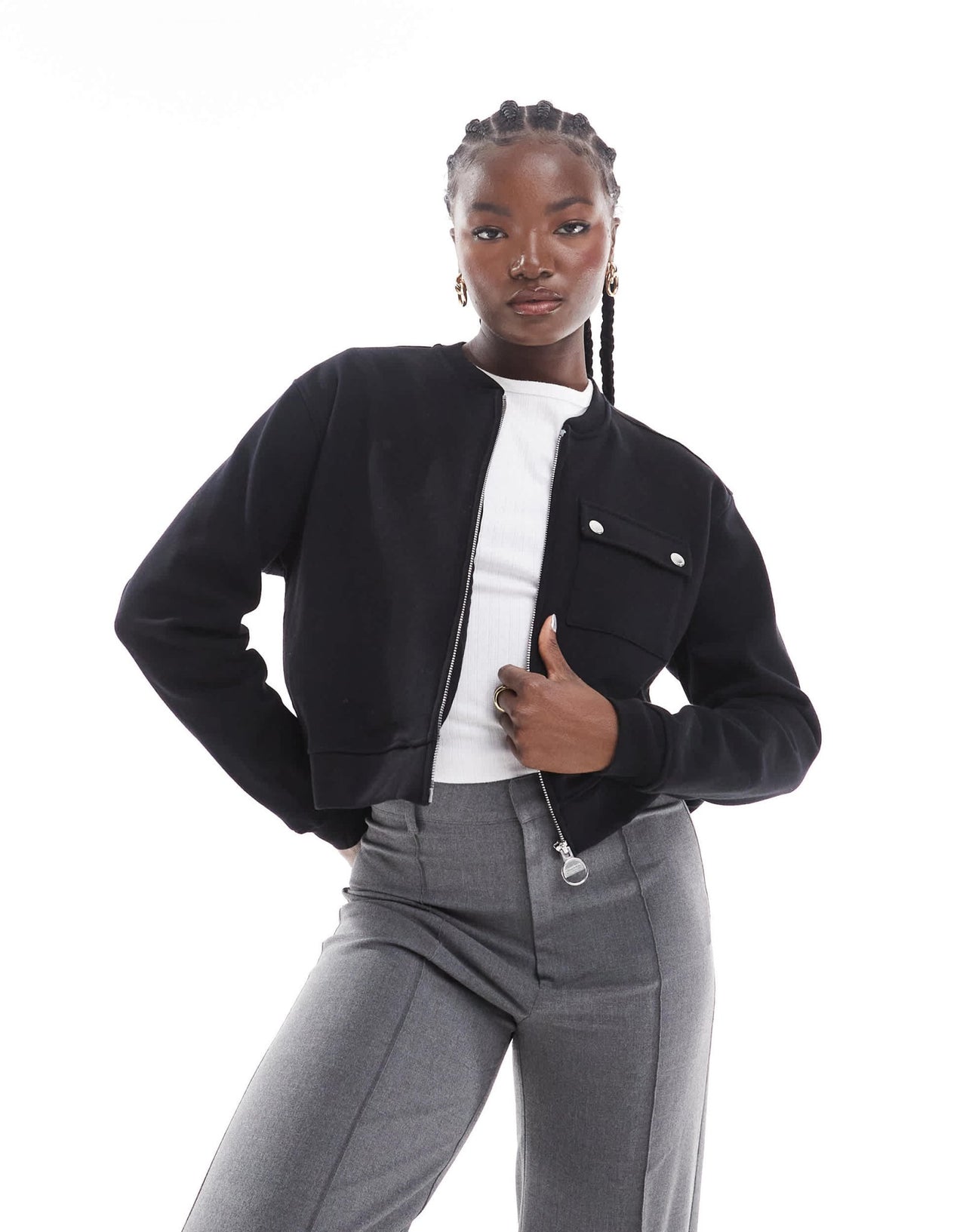 Barbour International Della sweat bomber jacket in black - ASOS Sample Sale EU Store