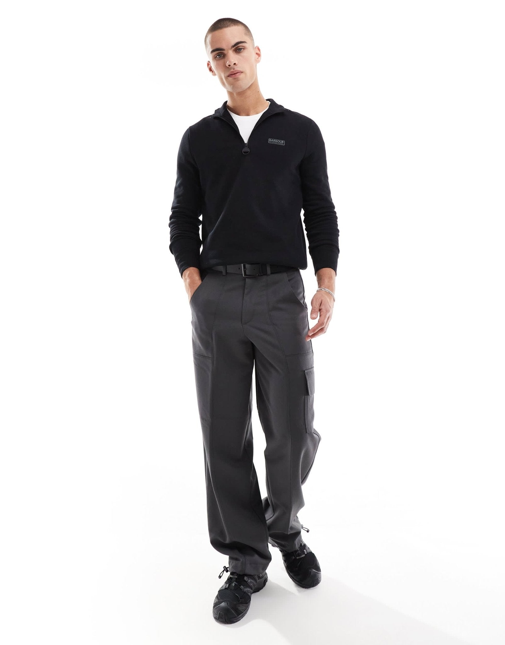 Barbour International essential half zip sweatshirt in black - ASOS Sample Sale EU Store