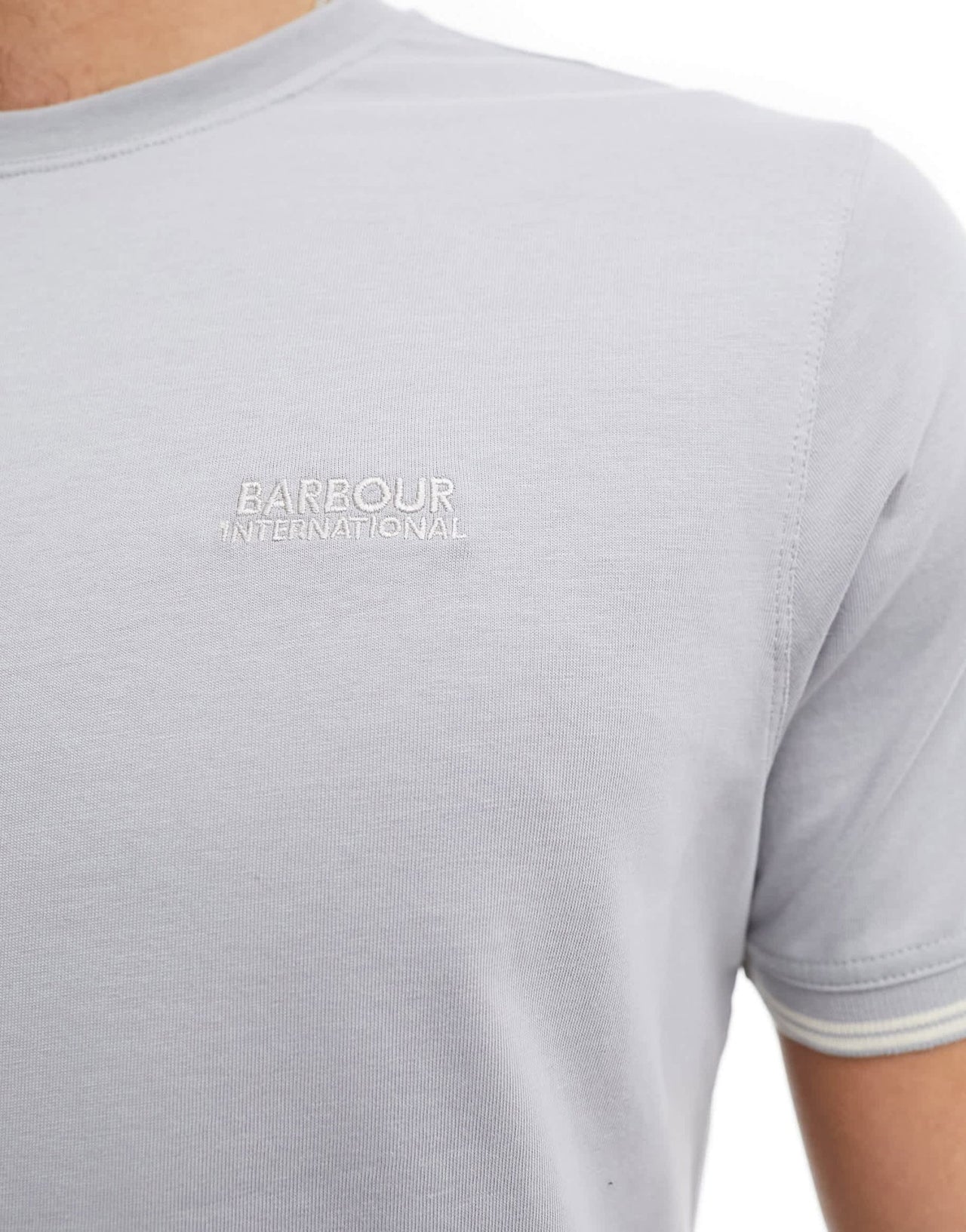 Barbour International Philip tonal tipped t-shirt in light grey - ASOS Sample Sale EU Store