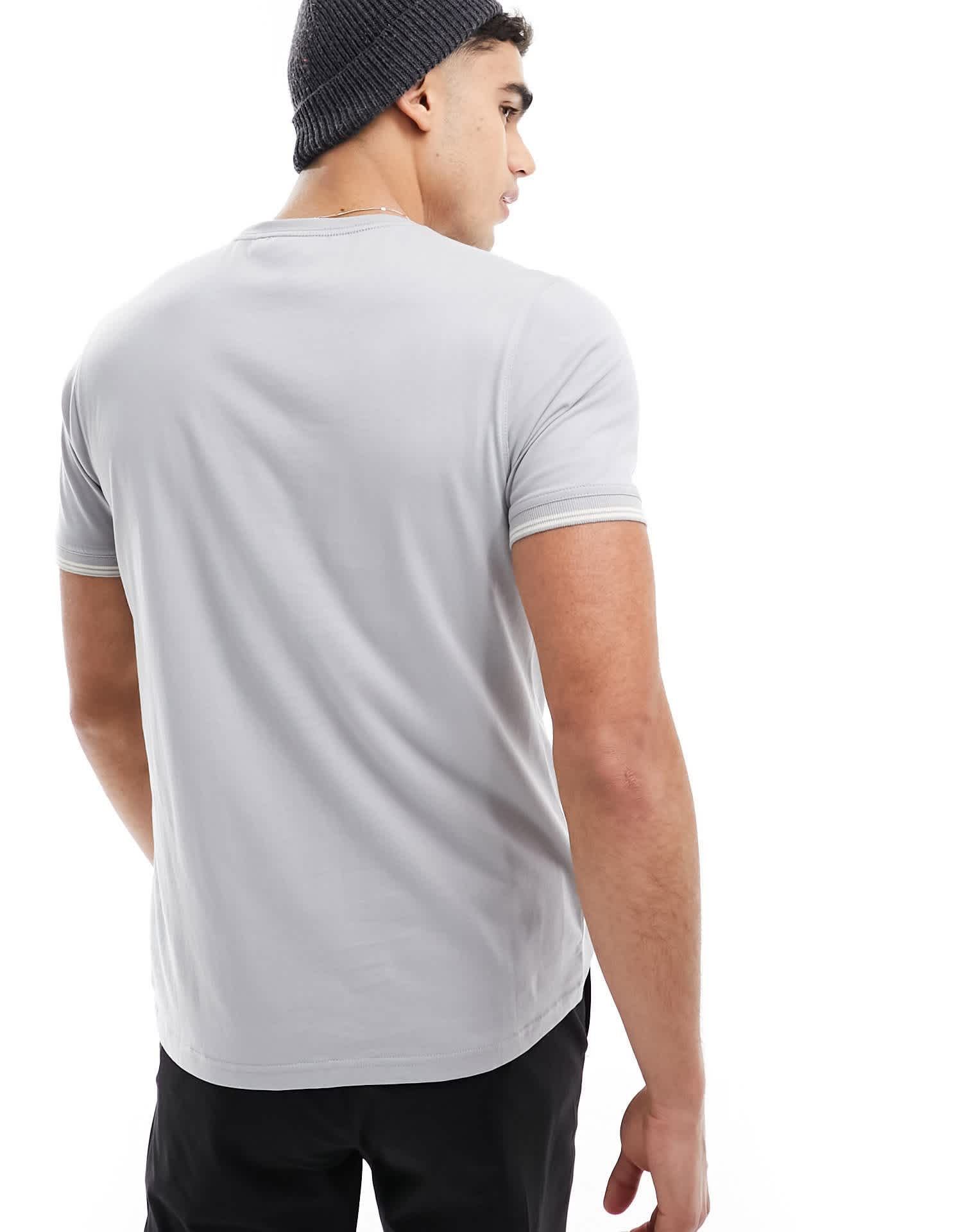 Barbour International Philip tonal tipped t-shirt in light grey - ASOS Sample Sale EU Store