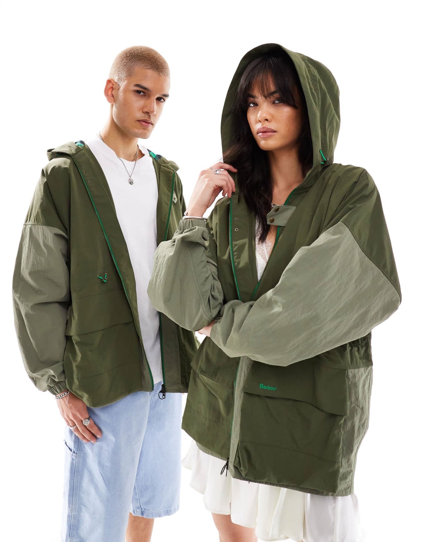 Barbour x ASOS Acoustic unisex showerproof jacket in green - ASOS Sample Sale EU Store