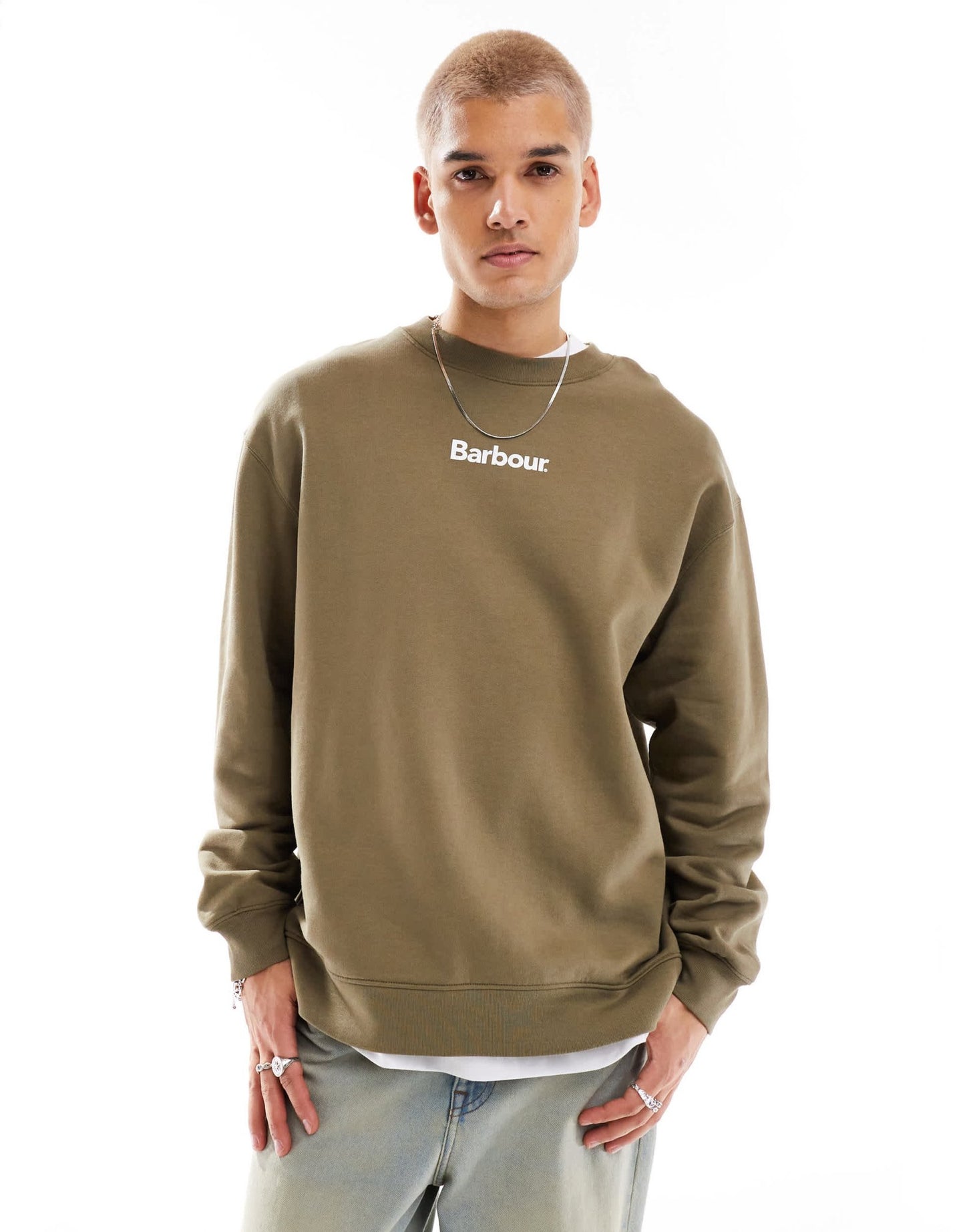 Barbour x ASOS Avalon oversized sweatshirt in khaki - ASOS Sample Sale EU Store