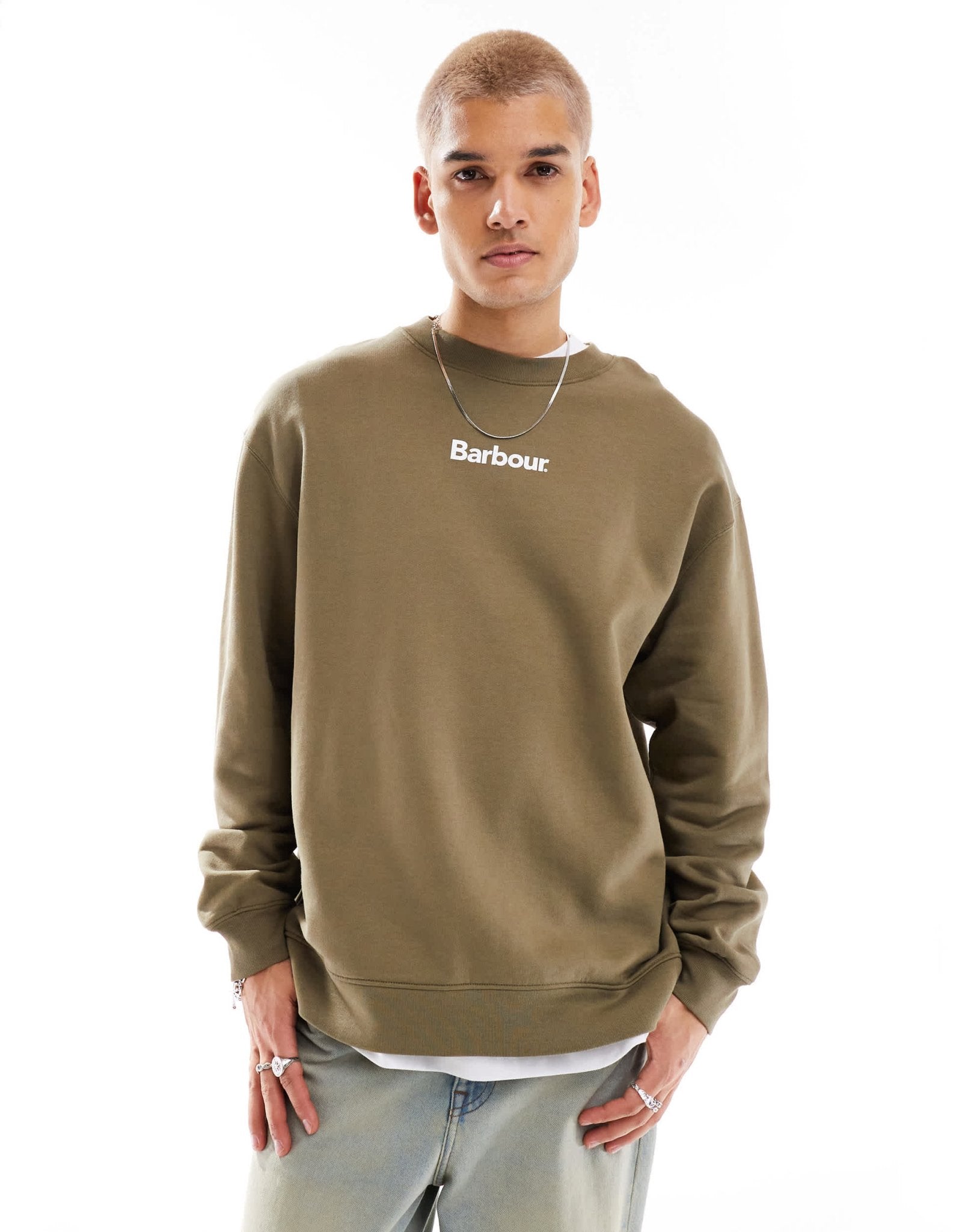 Barbour x ASOS Avalon oversized sweatshirt in khaki - ASOS Sample Sale EU Store
