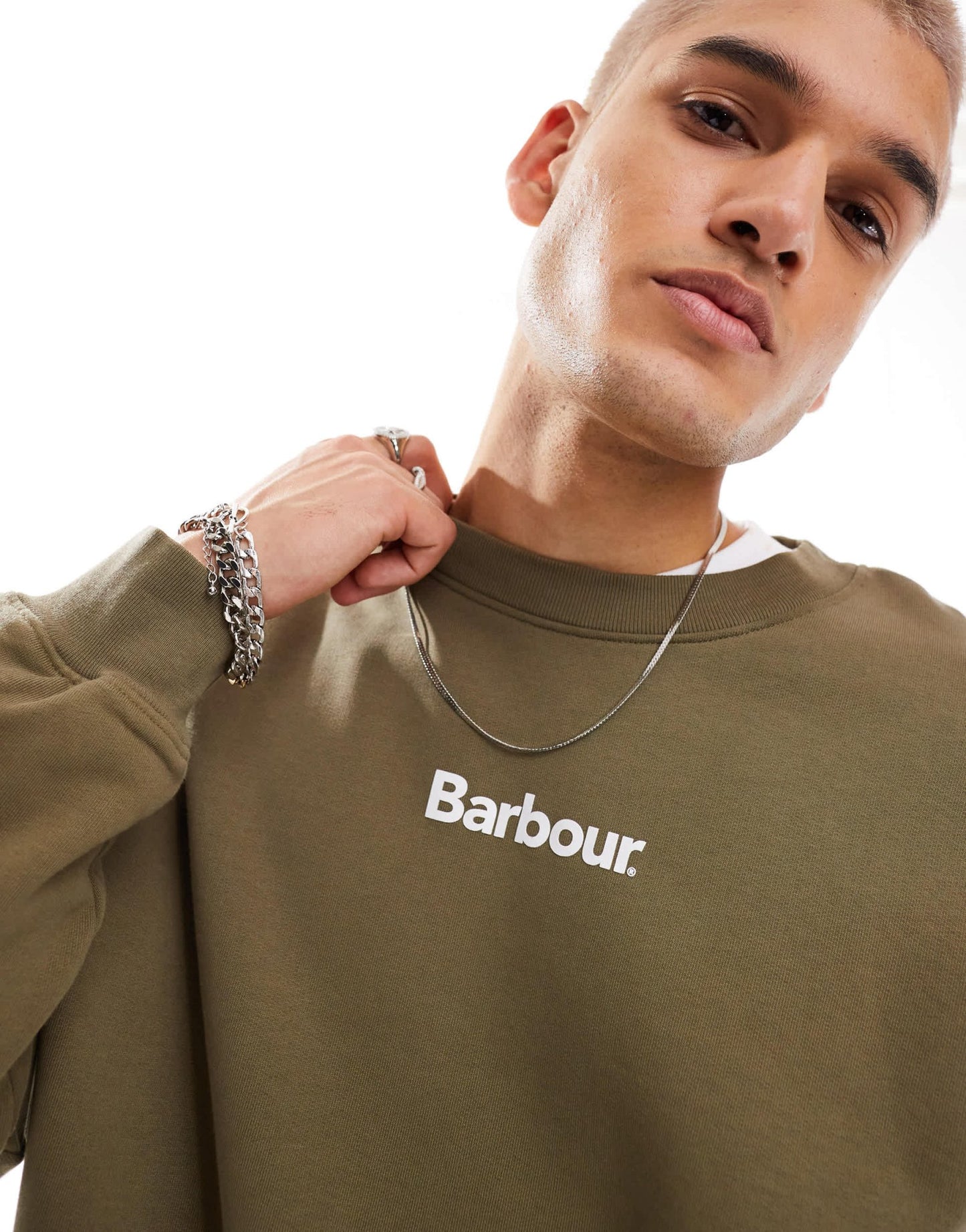 Barbour x ASOS Avalon oversized sweatshirt in khaki - ASOS Sample Sale EU Store