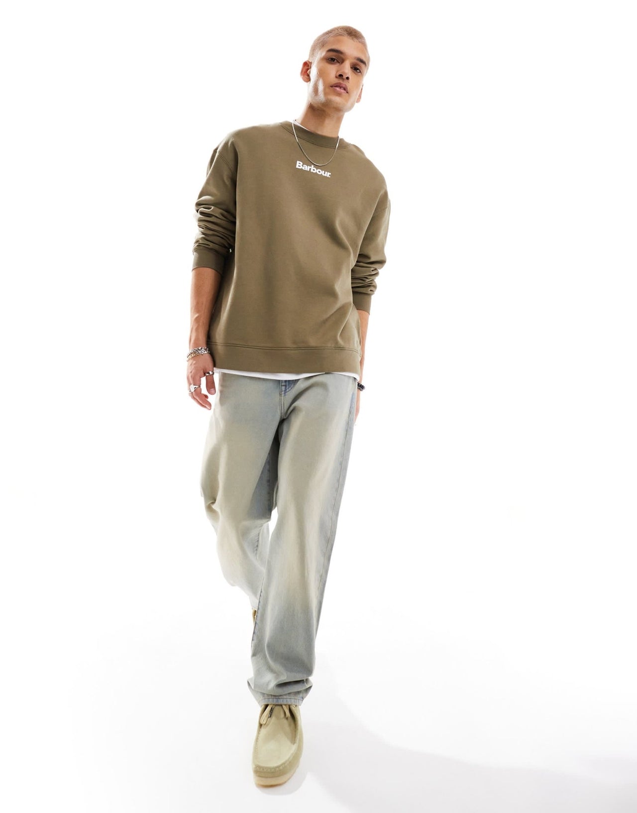 Barbour x ASOS Avalon oversized sweatshirt in khaki - ASOS Sample Sale EU Store