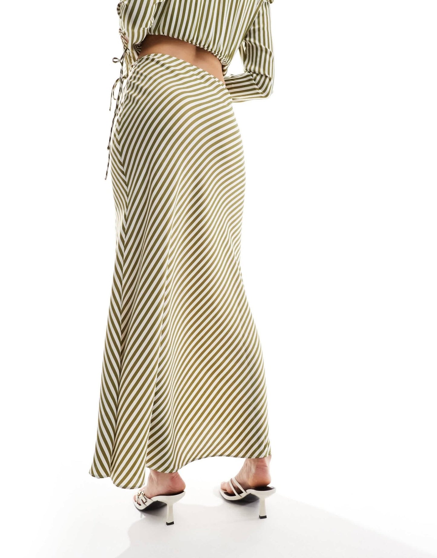 Bardot bias cut midi skirt in green stripe co ord - ASOS Sample Sale EU Store