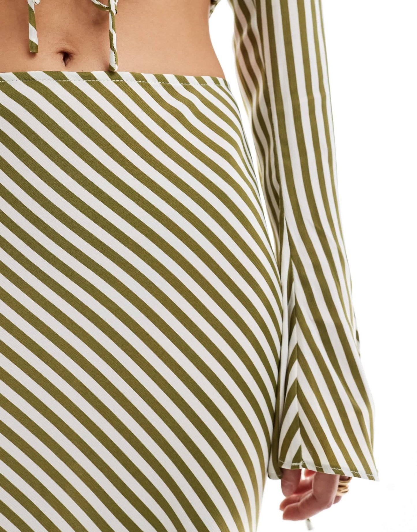 Bardot bias cut midi skirt in green stripe co ord - ASOS Sample Sale EU Store