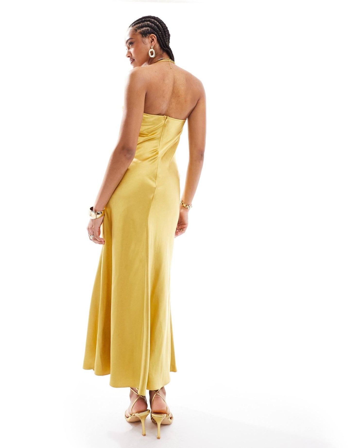 Bardot silky satin maxi dress in gold - ASOS Sample Sale EU Store