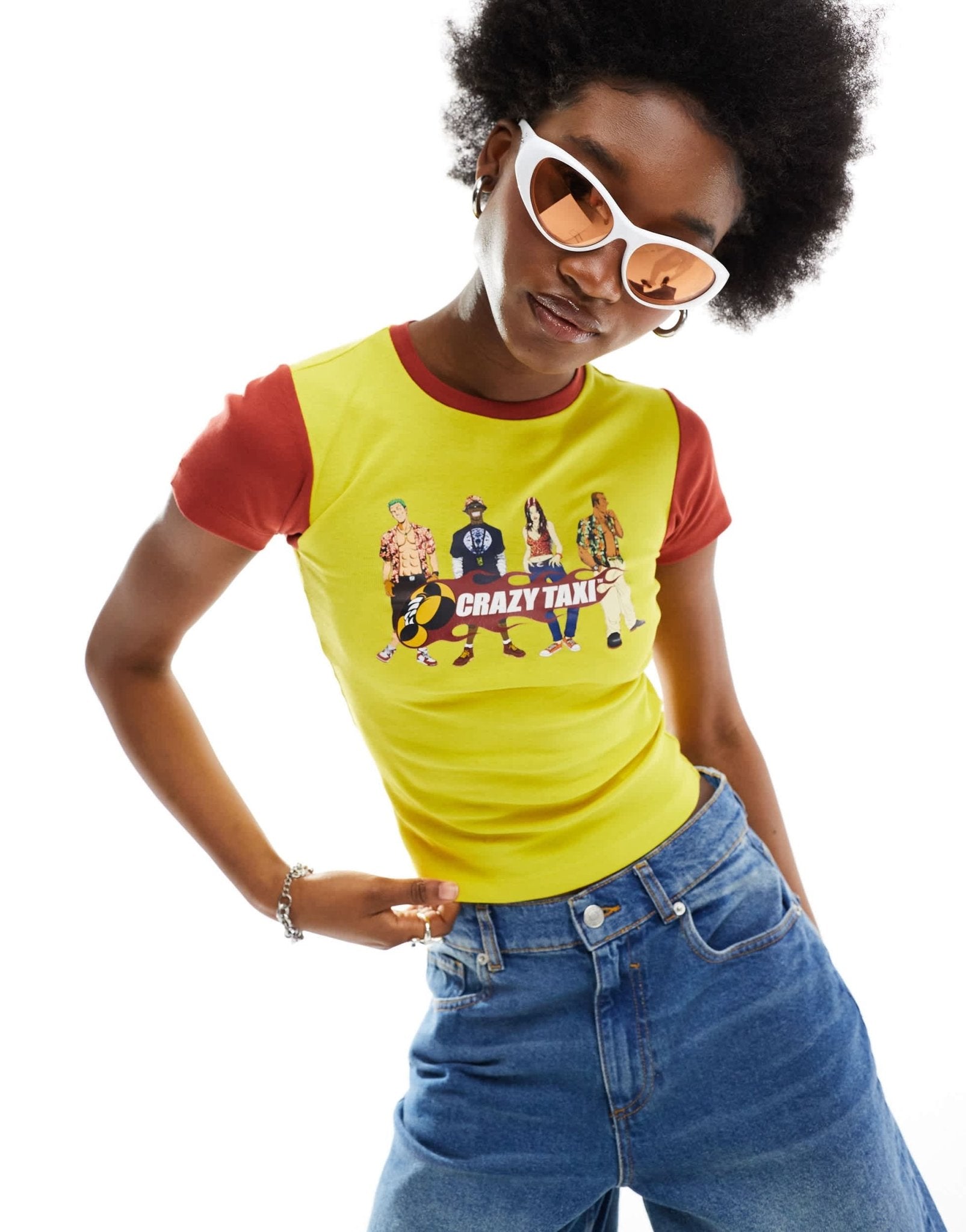 Basic Pleasure Mode crazy taxi license baby tee in yellow - ASOS Sample Sale EU Store