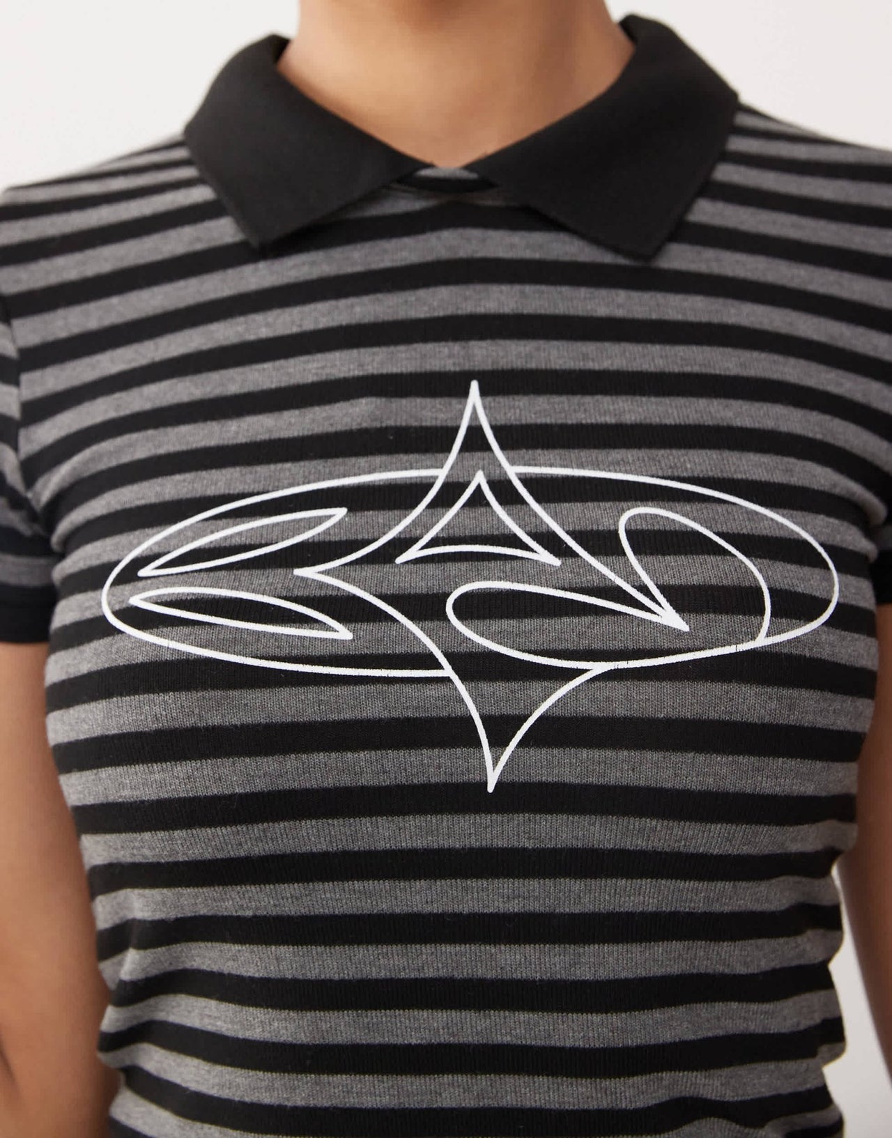 Basic Pleasure Mode penelope striped collar baby t-shirt co - ord in black and grey - ASOS Sample Sale EU Store