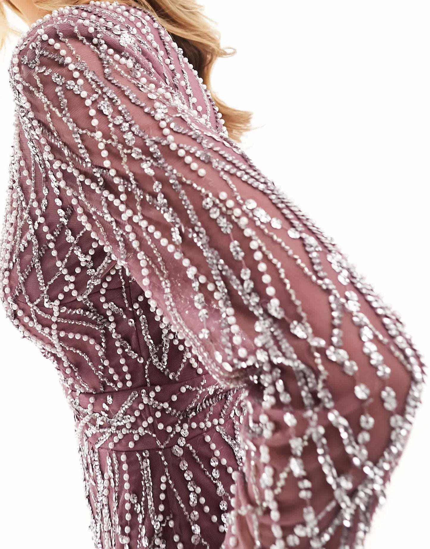 Beauut Bridesmaid allover embellished maxi dress in mauve - ASOS Sample Sale EU Store