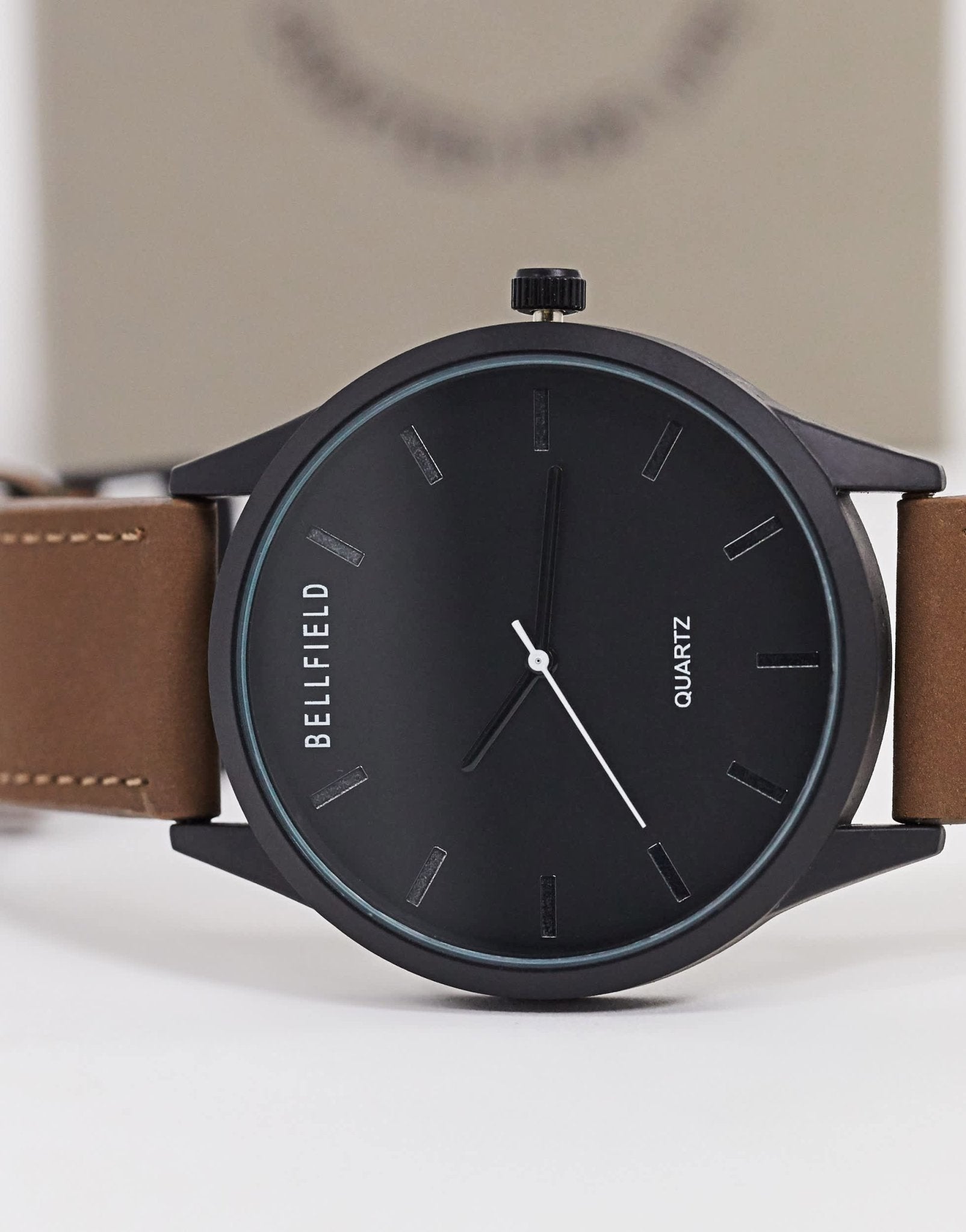 Bellfield black dial watch with brown strap - ASOS Sample Sale EU Store