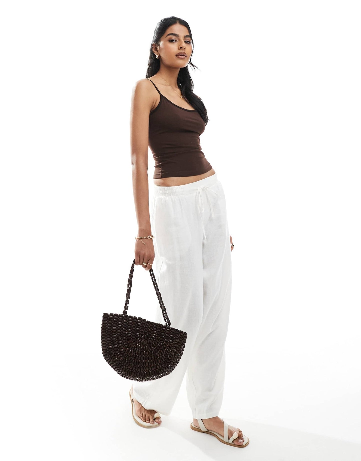 Bershka contrast square neck cami top in brown - ASOS Sample Sale EU Store