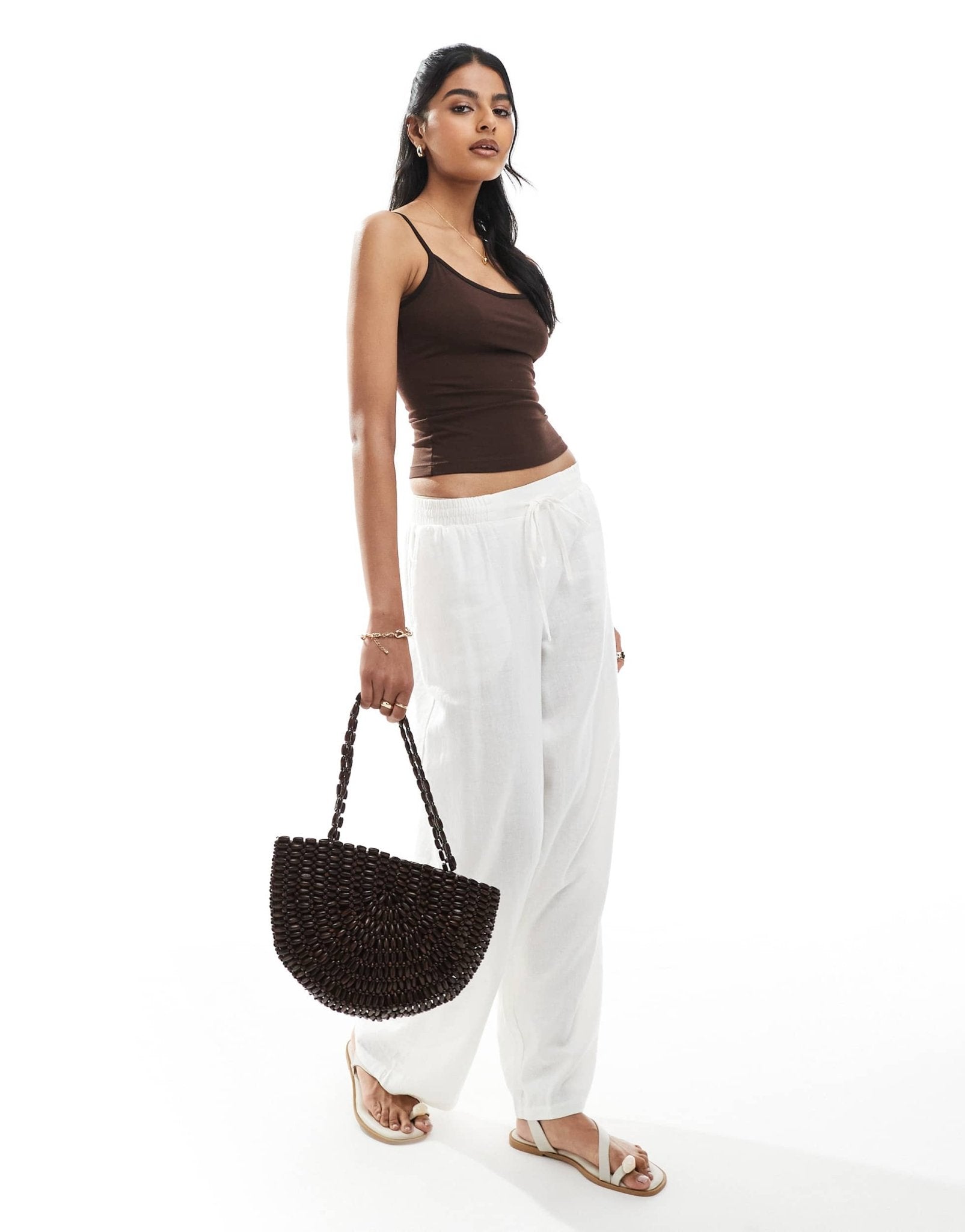 Bershka contrast square neck cami top in brown - ASOS Sample Sale EU Store