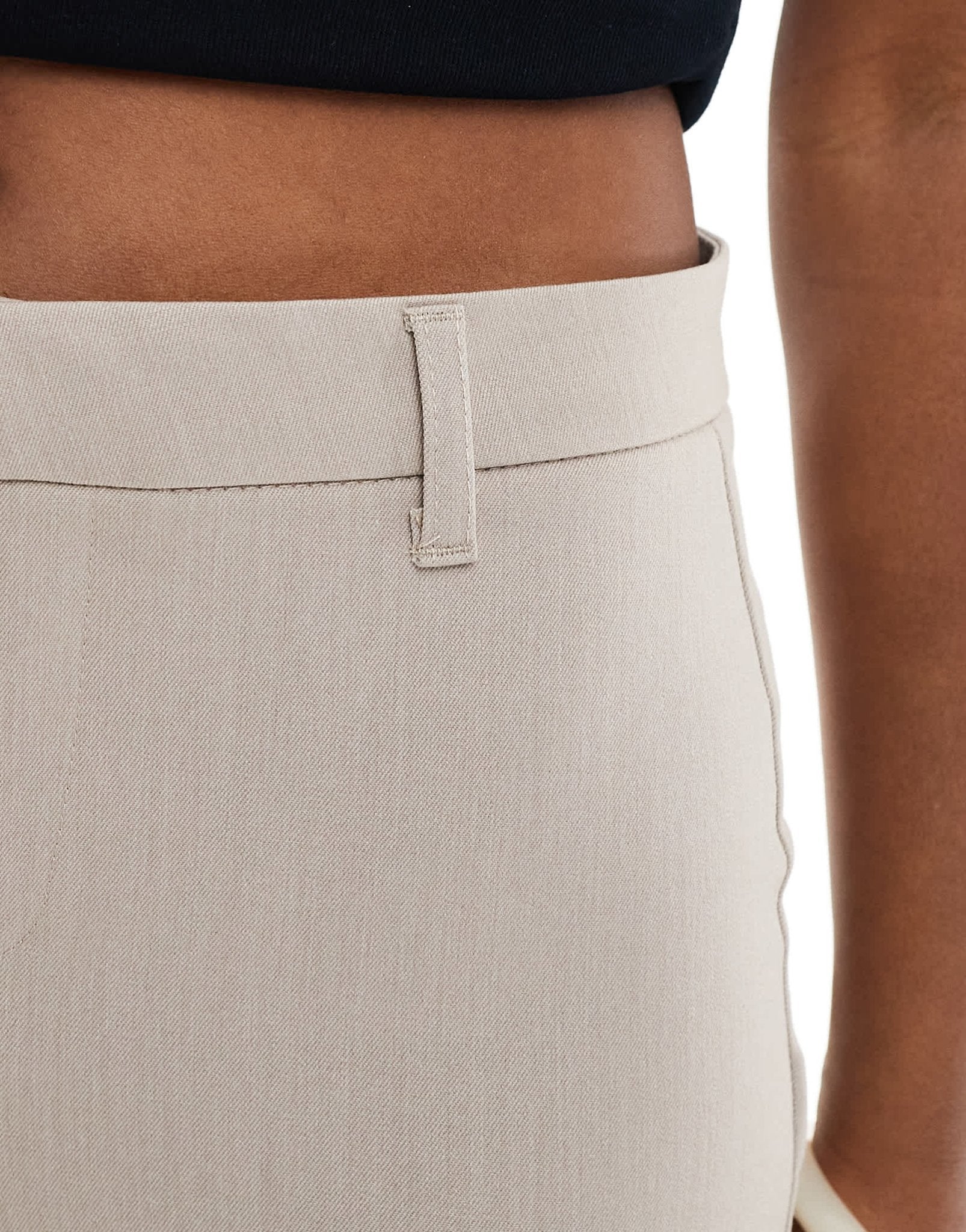 Bershka high waisted tailored trousers in beige melange - ASOS Sample Sale EU Store