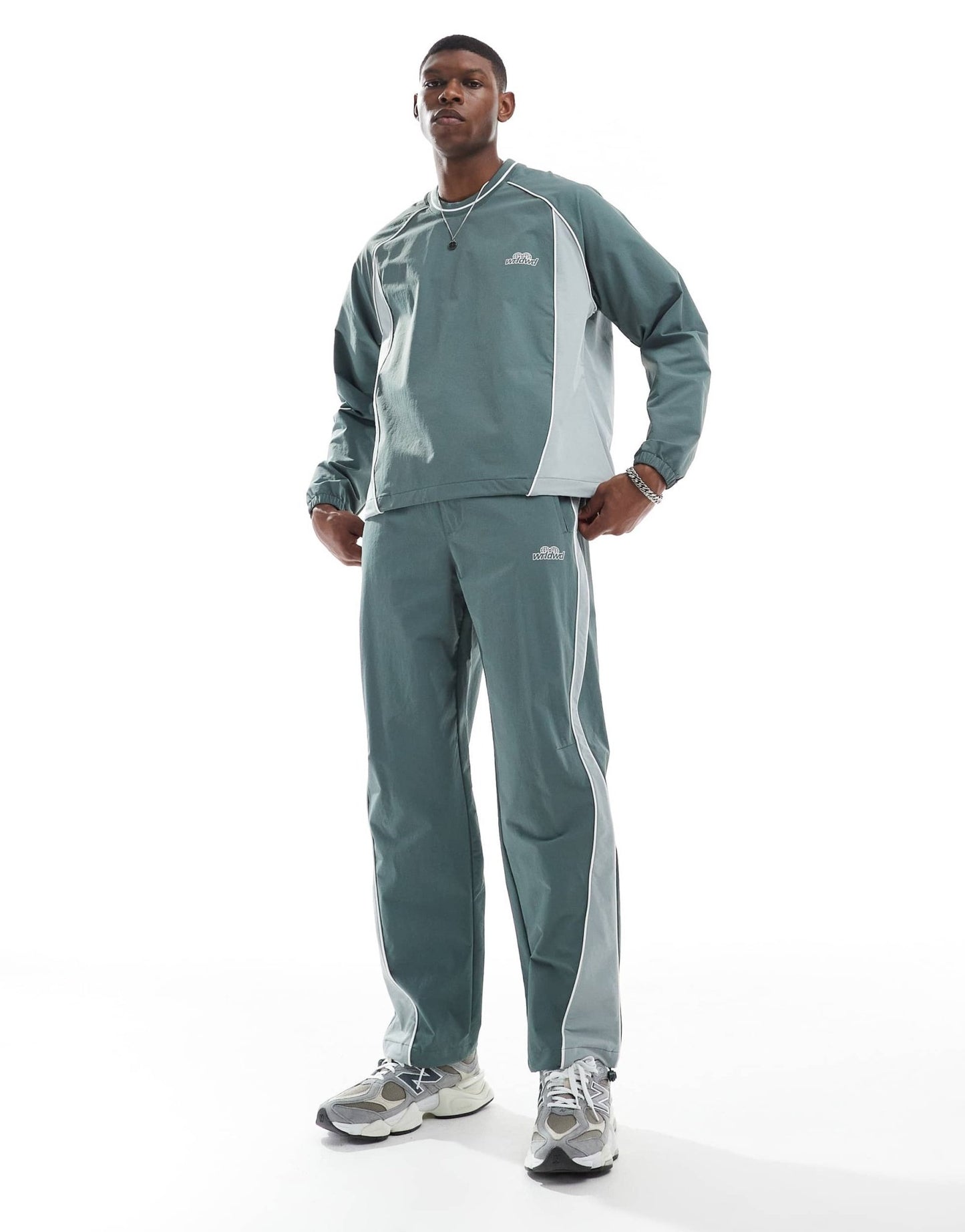 Bershka retro sport panelled co - ord t-shirt in green - ASOS Sample Sale EU Store