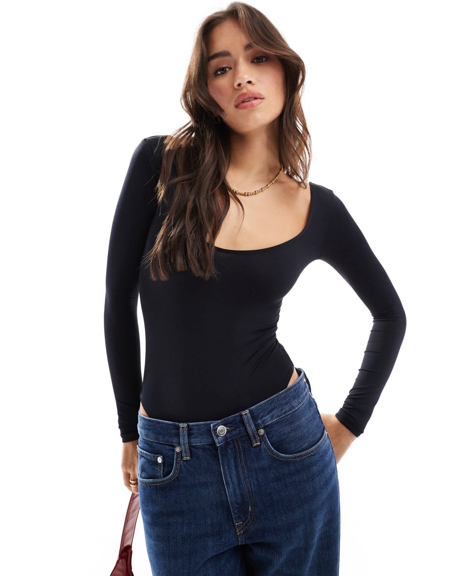 Bershka scoop neck bodysuit in black - ASOS Sample Sale EU Store