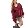 Bershka felpa scollo a V bordeaux