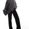 Bershka wide leg tailored trousers in black