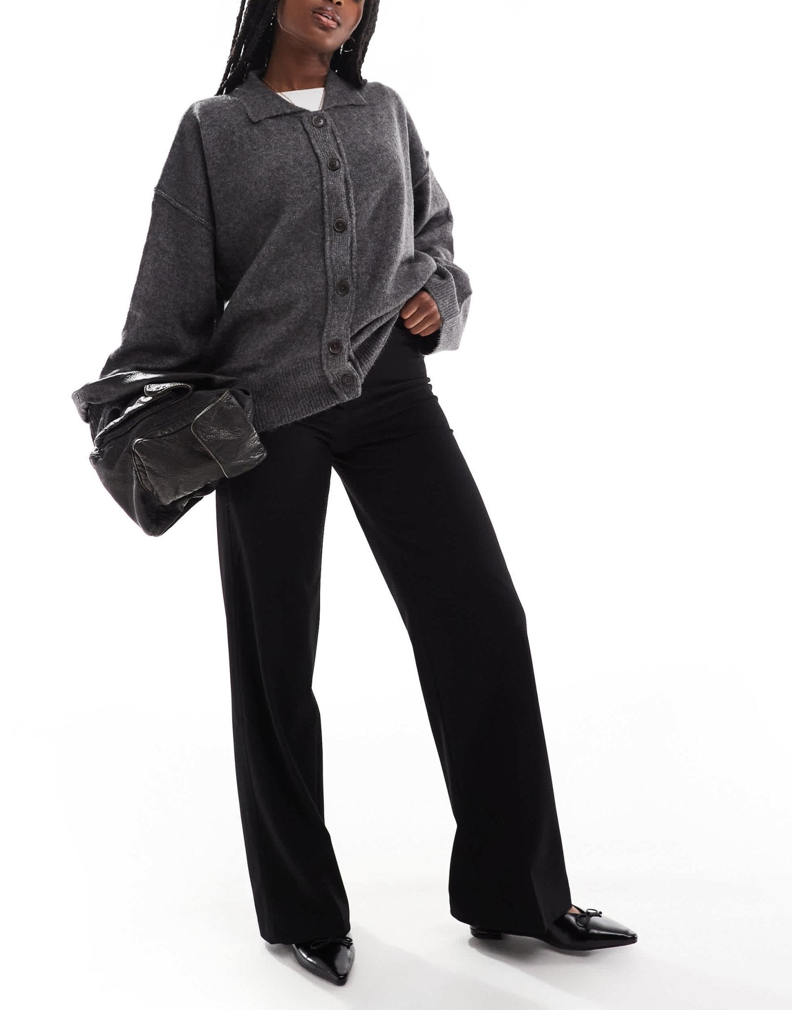 Bershka wide leg tailored trousers in black - ASOS Sample Sale EU Store