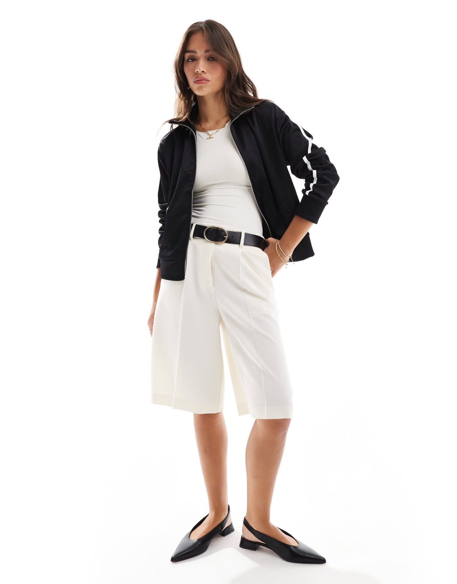 Bershka zip through sports jacket in black - ASOS Sample Sale EU Store