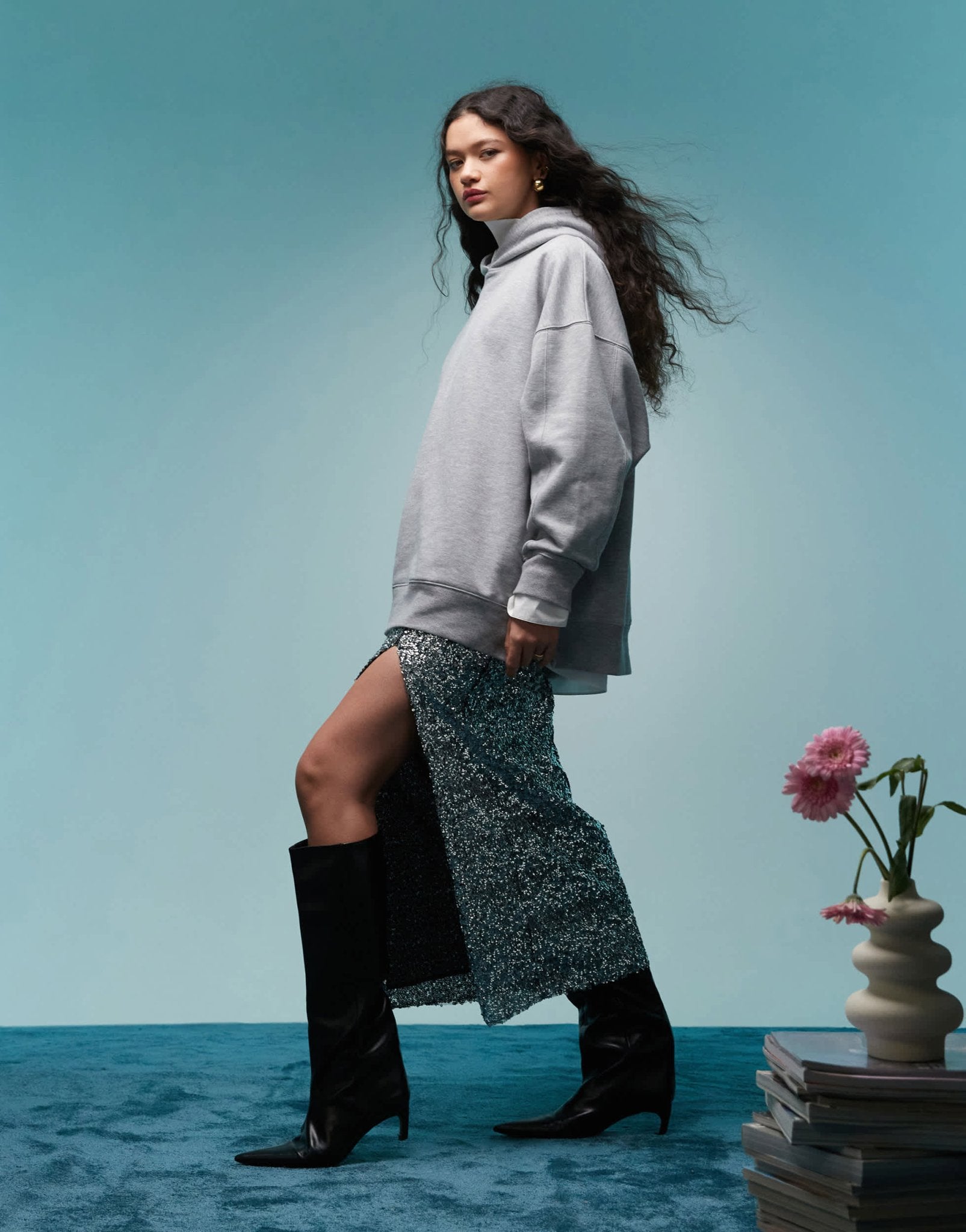 BIMBA Y LOLA split midaxi skirt in silver sequin - ASOS Sample Sale EU Store