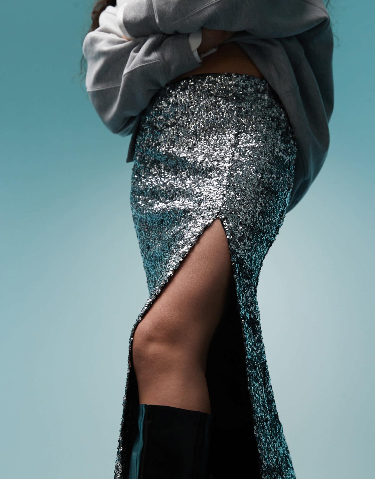 BIMBA Y LOLA split midaxi skirt in silver sequin - ASOS Sample Sale EU Store